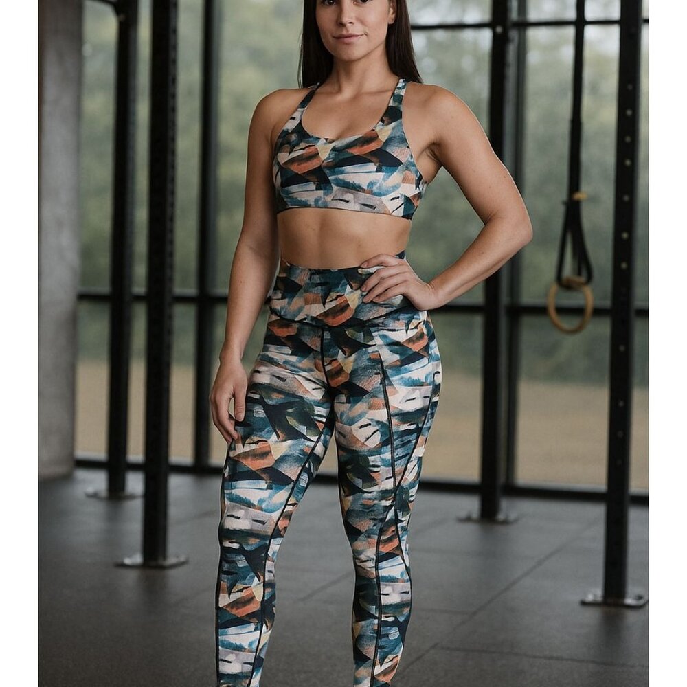Ododos Leggings M Multicolor High Waisted Abstract Workout Athletisure Yoga